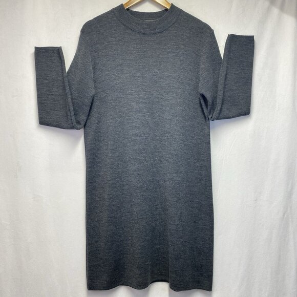 Donna Toran Knit High Neck Knee Length Pullover Sweater Dress Women Large Gray - Picture 1 of 10